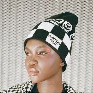 Anna Sui Checkered Rose Beanie